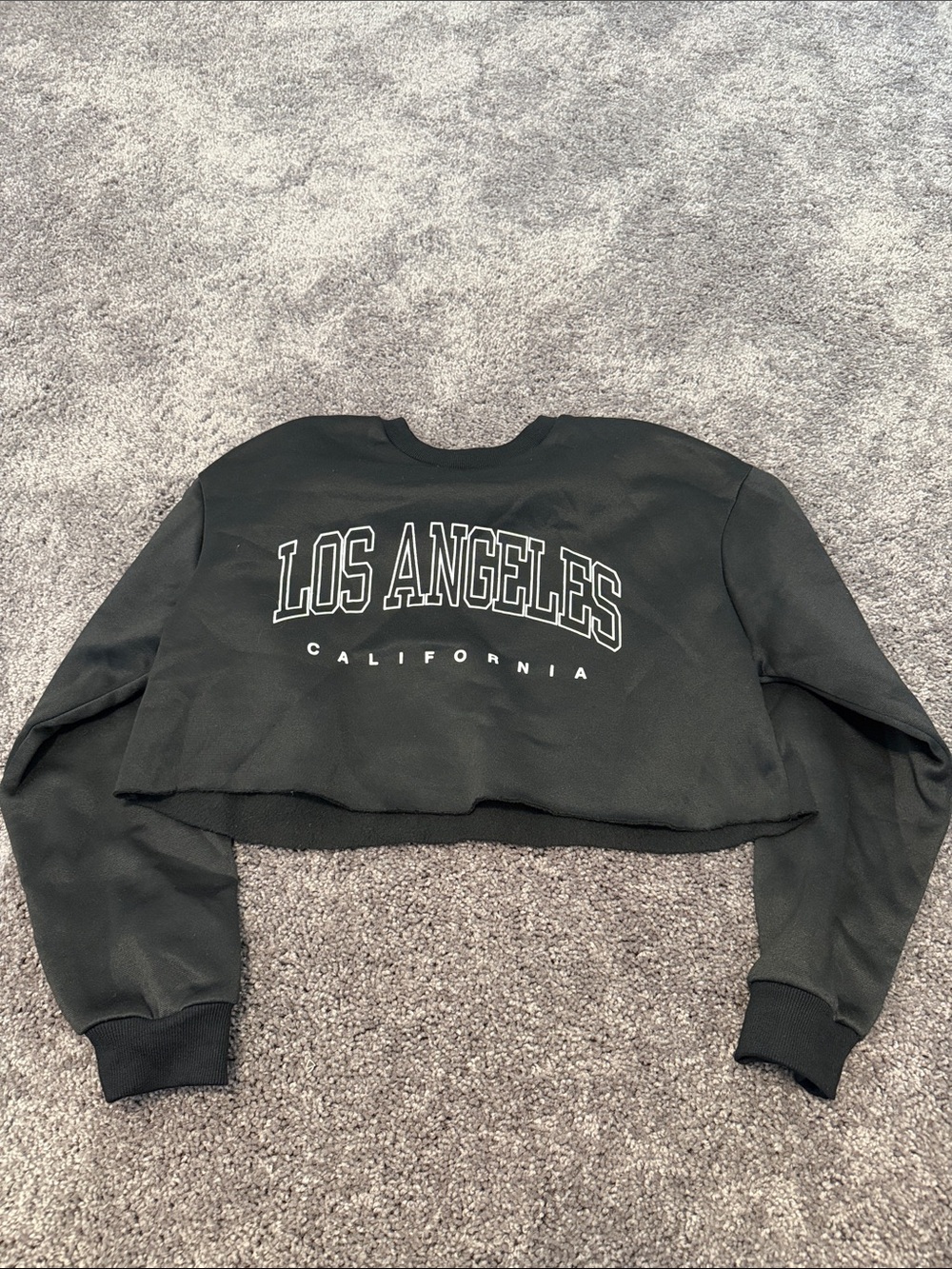SHEIN Black Cropped 'Los Angeles' Sweatshirt